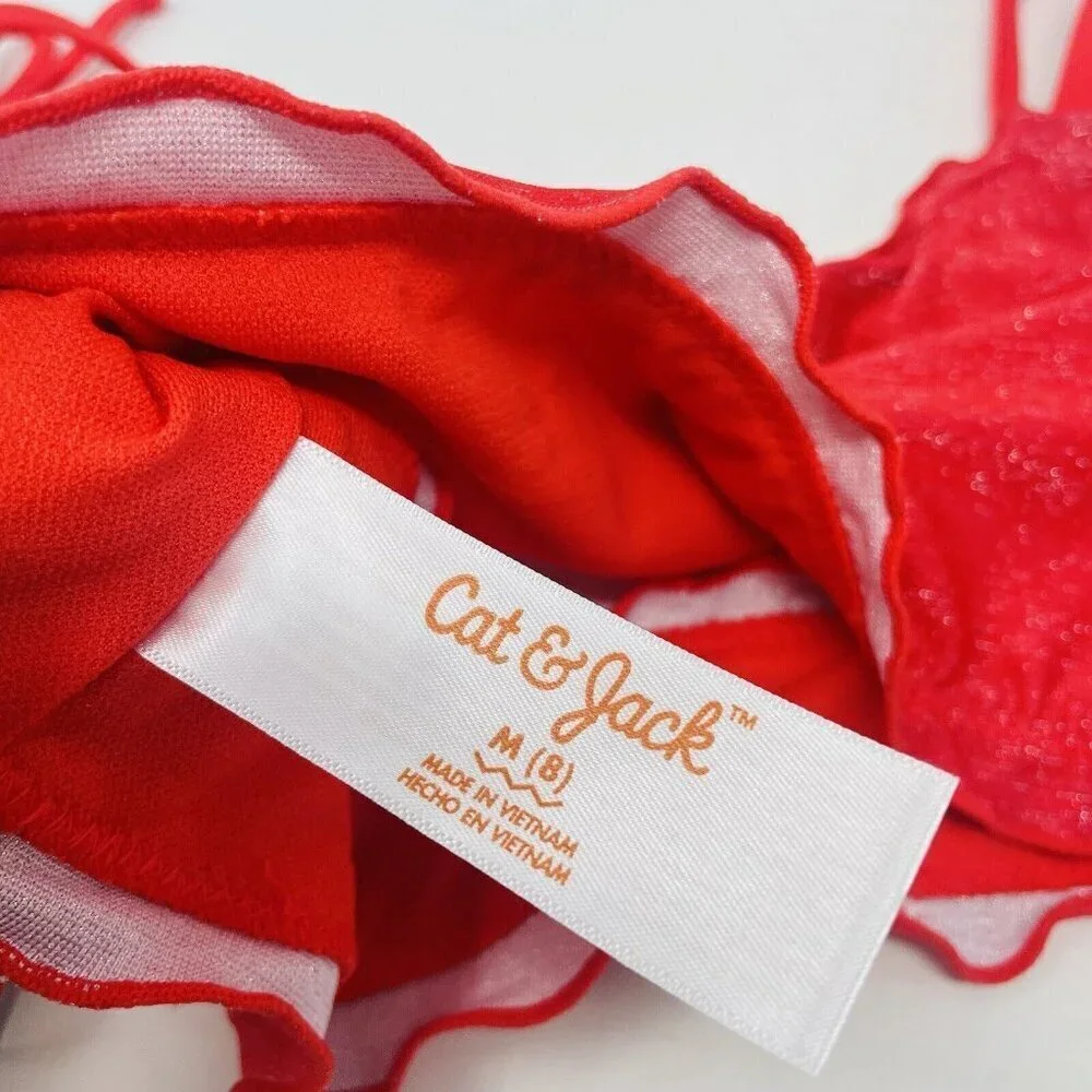 Cat & Jack Youth Girls‎ Medium 8 Sparkle & Shine Bralette Bikini Top in Red 614